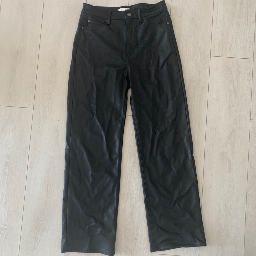 H&M straight leg leather pants womens 8